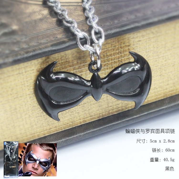 Batman & Robin Mask Necklace Black