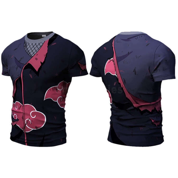 Naruto Fitness A ka tsu ki Men's Running Riding Boots Short Sleeve Compression Tights Sportswear Vests S M L XL XXL XXXL
