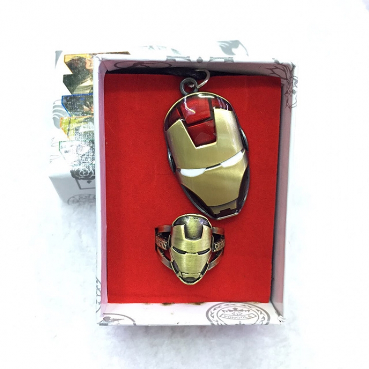 Ring Necklace The Avengers Iron Man ring and necklace a set