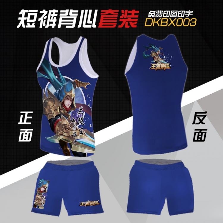 DKBX003 King glory Mesh cloth shorts vest   A set of clothes S M L  XL  XXL