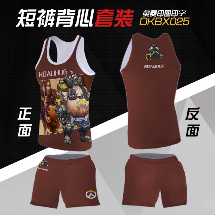 Overwatch roadhog Mesh cloth shorts vest   A set of clothes S M L  XL  XXL
