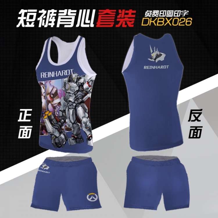 Overwatch reinharot Mesh cloth shorts vest   A set of clothes S M L  XL  XXL