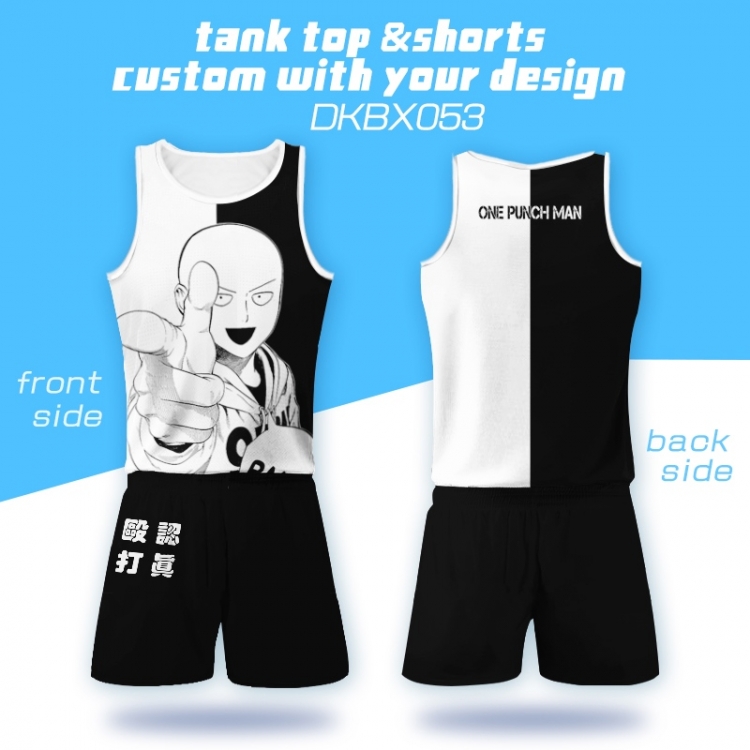 One Punch Man Mesh cloth shorts vest   A set of clothes S M L  XL  XXL