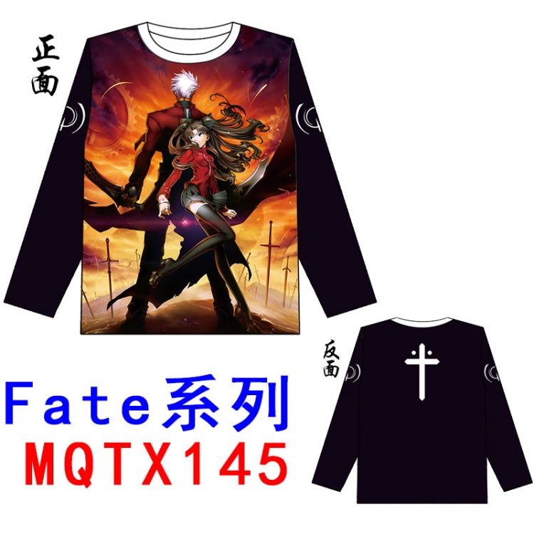 Fate stay night Full color round neck long sleeve T shirt M L XL XXL XXXL