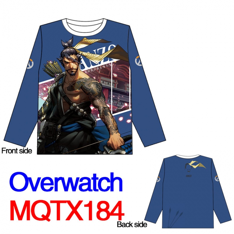 Overwatch hanzo Full color round neck long sleeve T shirt M L XL XXL XXXL