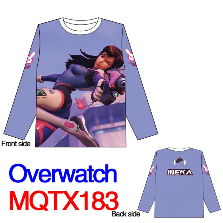 Overwatch DVA Full color round neck long sleeve T shirt M L XL XXL XXXL