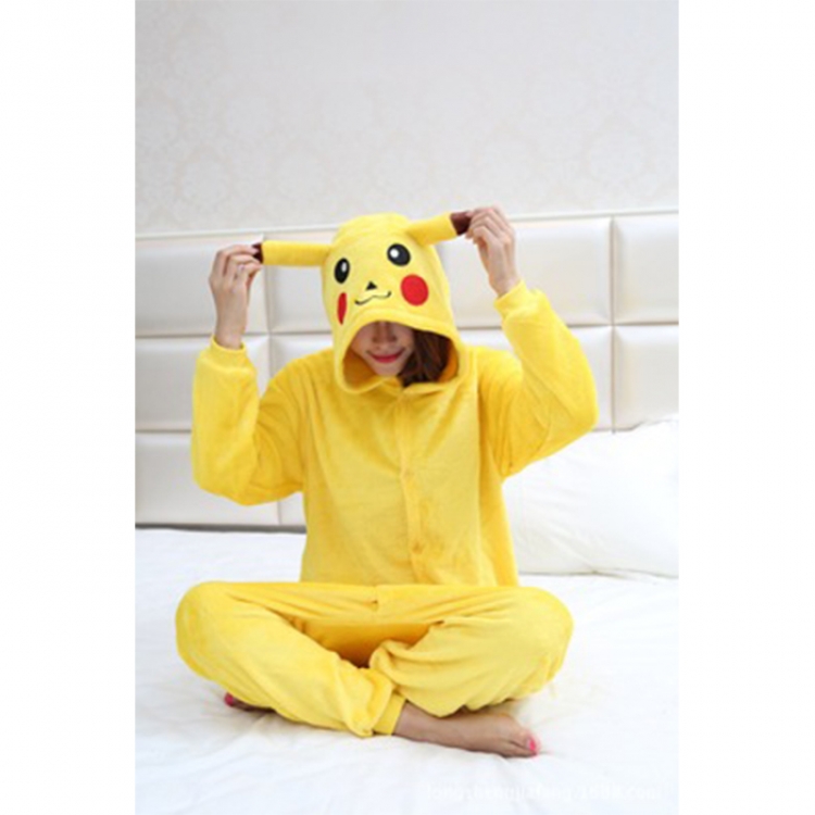 Pokemon Pikachu Flano Flannel Rompers  pajamas Onesie Kigurumi S M L XL-price for 5 pcs a set