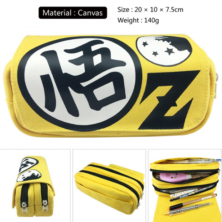 Pencil Bag DRAGON BALL Canvas Doubel Decker Zipper