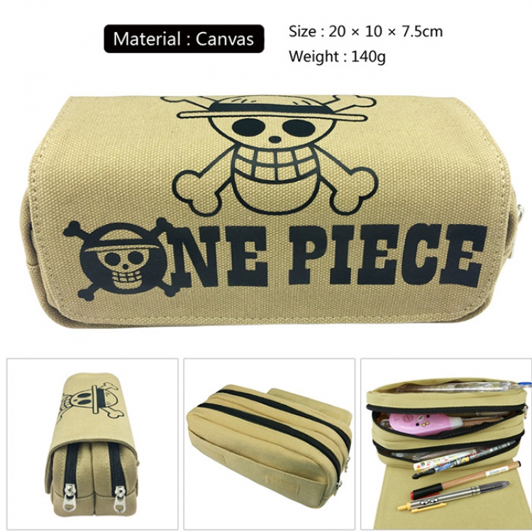 Pencil Bag One Piece Canvas Doubel Decker Zipper