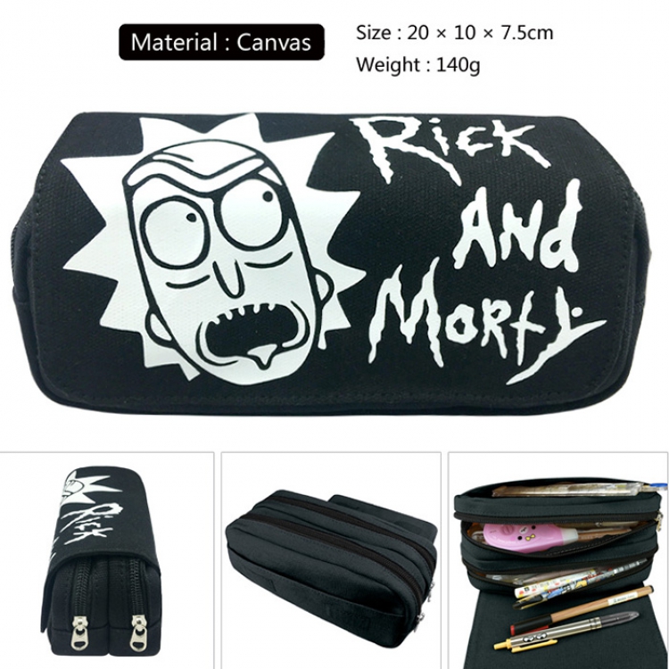 Pencil Bag Rick and Morty Canvas Double Decker Zipper