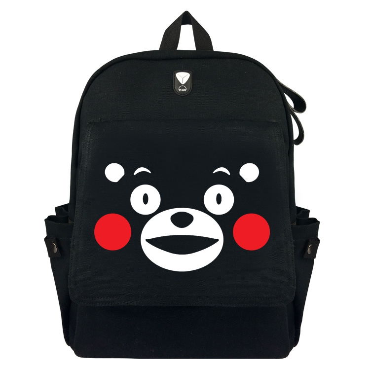 Kumamon Open Mouth Black Padded Canvas Backpack