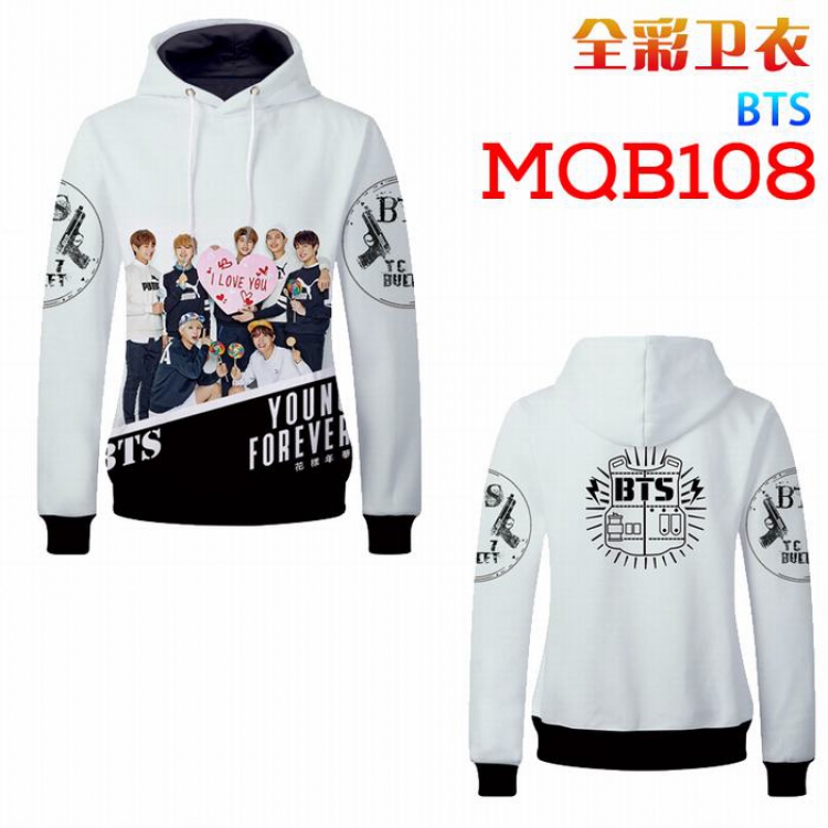 BTS sweater MQB108 patch pocket long sleeve jacket hood with hat without zipper hip hop sweater M, LX, XL, XXL, XXXL