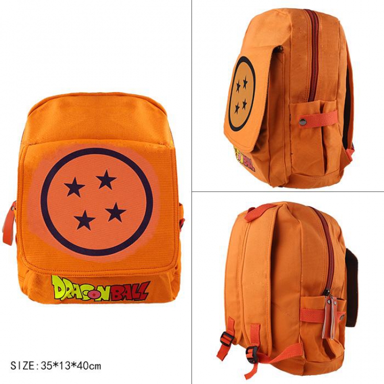 DRAGON BALL 4 beads LOGO  Orange Canvas zipper backpack 35X13X40CM