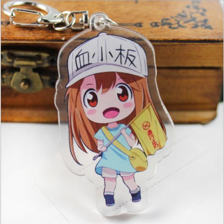 Working cell platelet Acrylic Anime around Key chain a set of 3 High 6.5CM