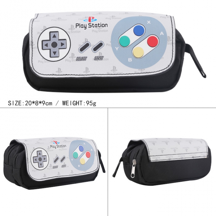 Nintendo PS Game machine handle button pattern Double layer zipper multicolor Pencil Bag A Style 20X8X9CM