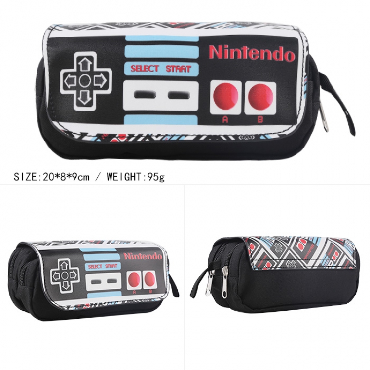 Nintendo PS Game machine handle button pattern Double layer zipper multicolor Pencil Bag E Style 20X8X9CM