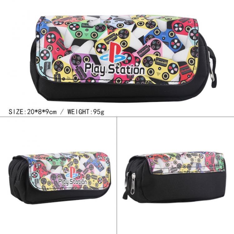 Nintendo PS Game machine handle button pattern Double layer zipper multicolor Pencil Bag B Style 20X8X9CM