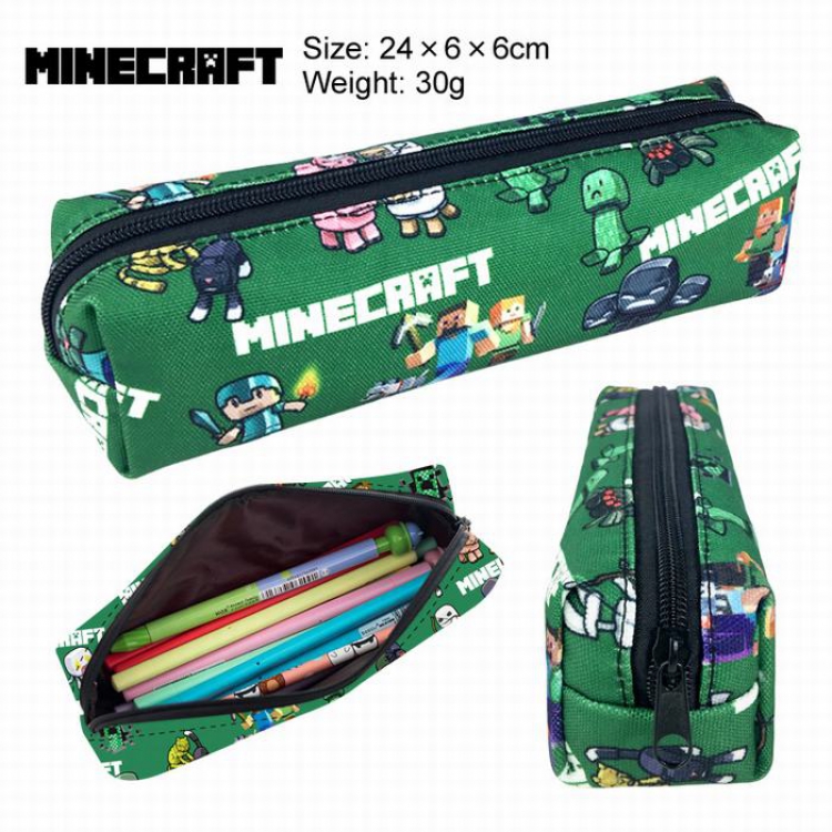Minecraft Style 1 canvas Single layer zipper Small Pencil Bag A total of 3 Style 24X6X6CM