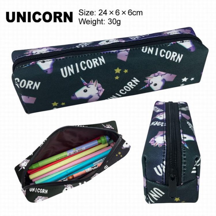 Unicorn Style 2 canvas Single layer zipper Small Pencil Bag A total of 2 Style 24X6X6CM