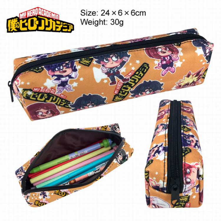 My Hero Academia Style 1 canvas Single layer zipper Small Pencil Bag A total of 2 Style 24X6X6CM