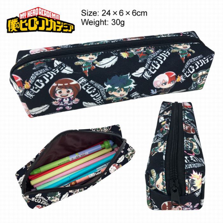 My Hero Academia Style 2 canvas Single layer zipper Small Pencil Bag A total of 2 Style 24X6X6CM