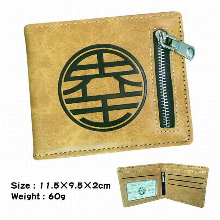 DRAGON BALL brown Style 2 fold zipper Short paragraph Leather wallet purse A total of 3 Style 11.5X9.5X2CM