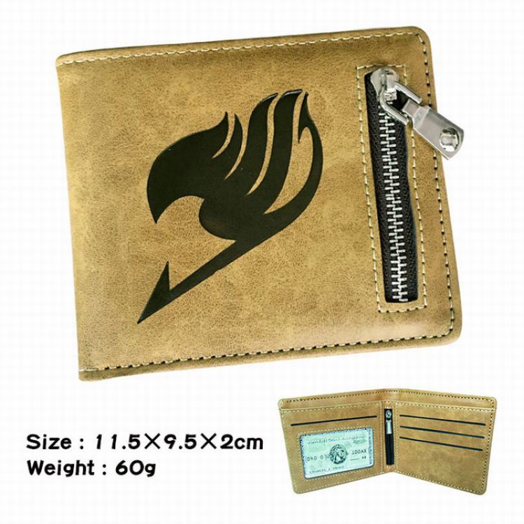 Fairy tail brown Style 1 fold zipper Short paragraph Leather wallet purse 11.5X9.5X2CM