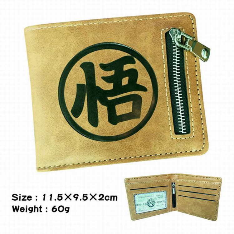 DRAGON BALL brown Style 3 fold zipper Short paragraph Leather wallet purse A total of 3 Style 11.5X9.5X2CM