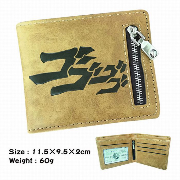 JoJos Bizarre Adventure brown Style 2 fold zipper Short paragraph Leather wallet purse A total of 2 Style 11.5X9.5X2CM