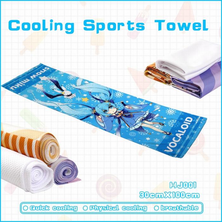 Hatsune Miku Anime Cold sensation movement Sweat towel 30X100CM HJ001