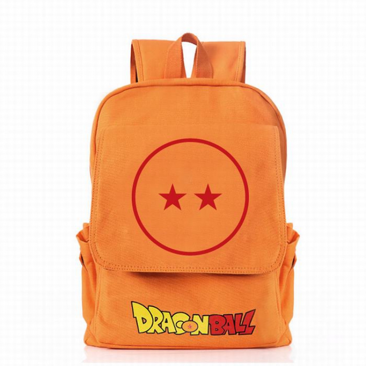 DRAGON BALL 2 beads LOGO  Orange Canvas zipper backpack