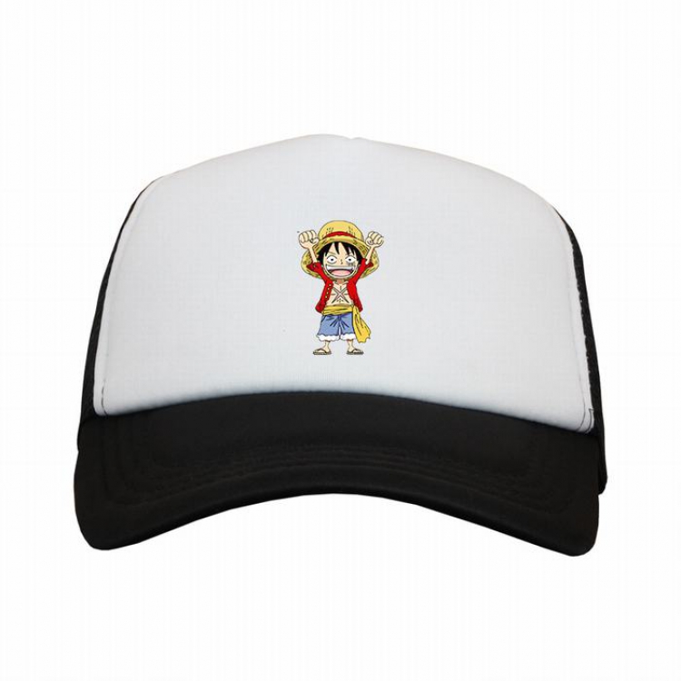 One Piece Luffy Black and white reseau Breathable Hat A style