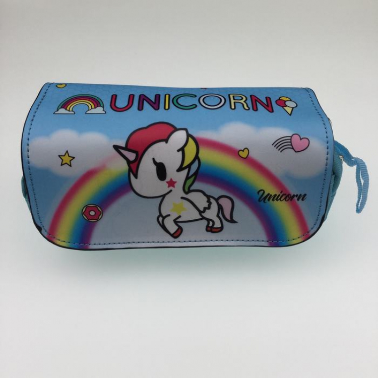 Unicorn zipper PU Pencil Bag C Style 20X8X9CM