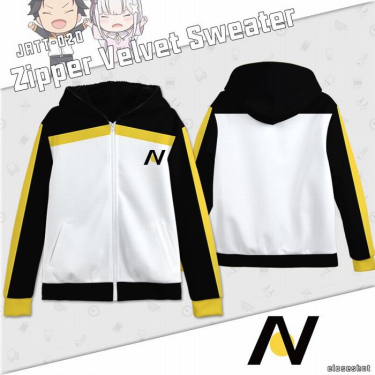 Re:Zero kara Hajimeru Isekai Seikatsu Anime Full Color zipper Plus velvet Sweatshirt S M L XL XXL XXXL JRTT020