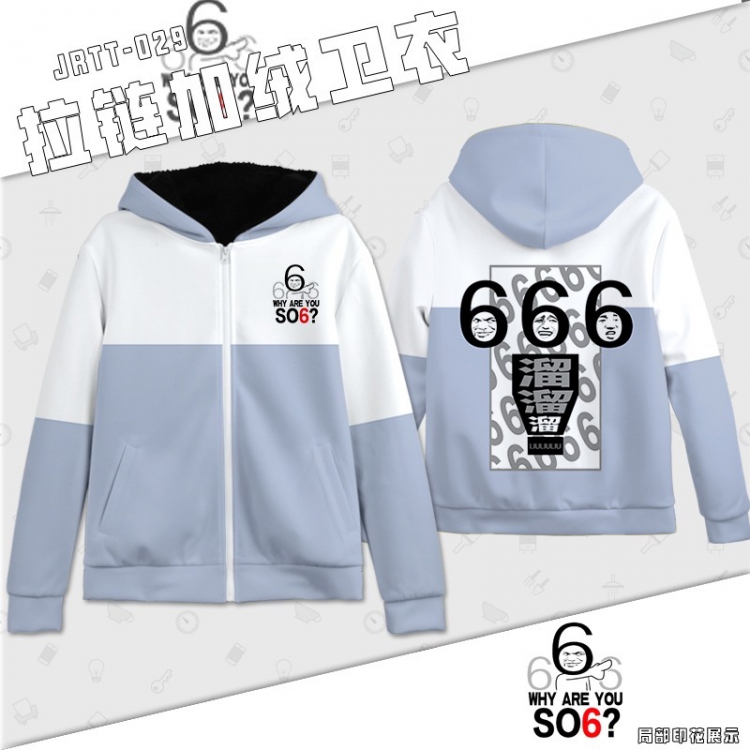 666 Emoticon package Full Color zipper Plus velvet Sweatshirt S M L XL XXL XXXL JRTT029