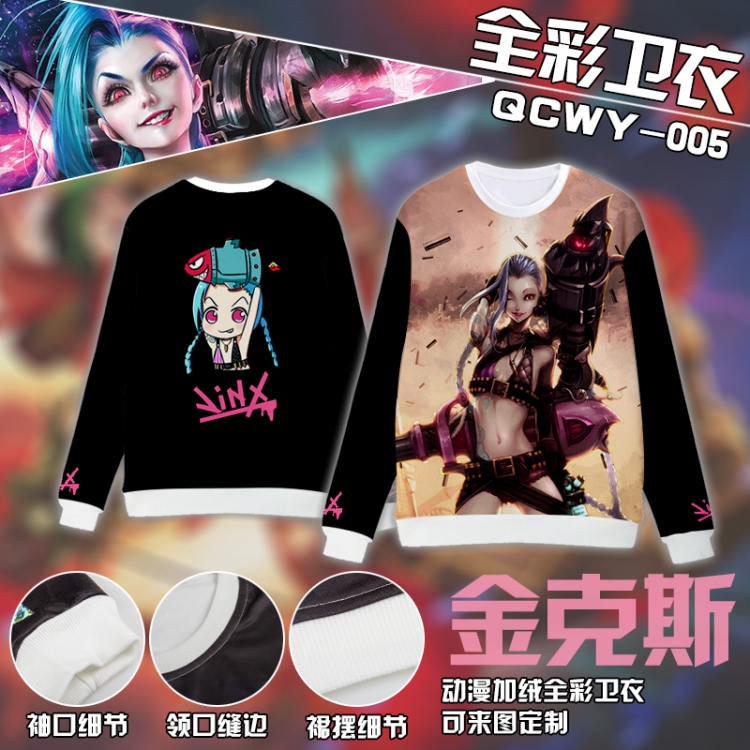 Jinx Anime Full Color Plush sweater QCWY005 S M L XL XXL XXL