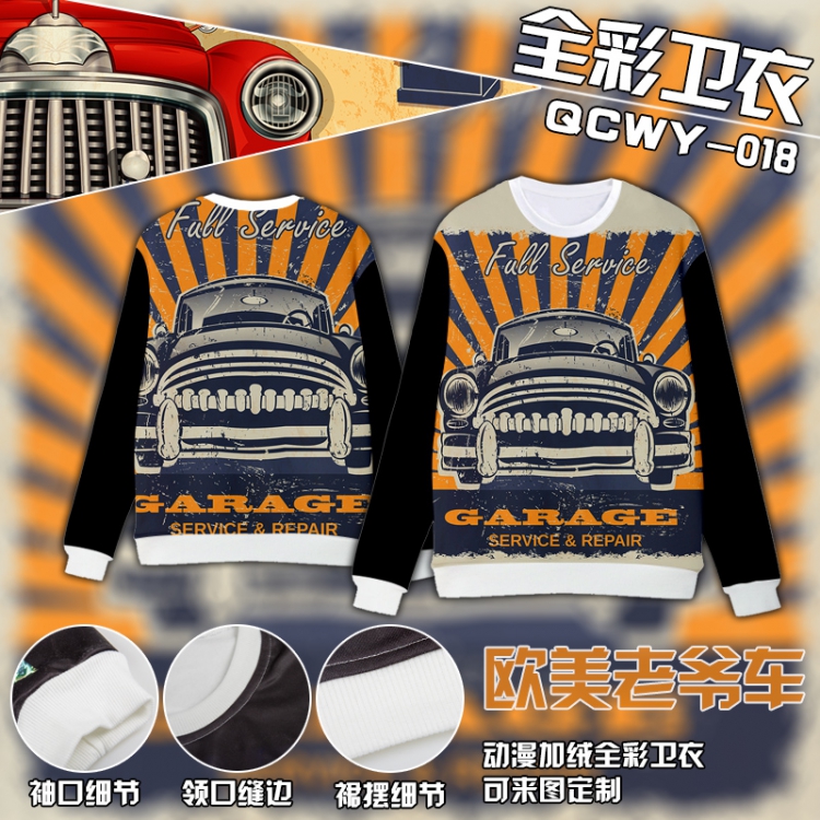 Occident classic cars Anime Full Color Plush sweater QCWY018 S M L XL XXL XXL