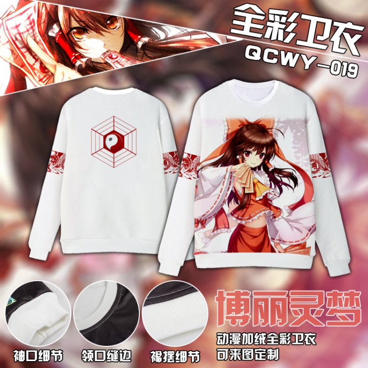 Hakurei Reimu Anime Full Color Plush sweater QCWY019 S M L XL XXL XXL