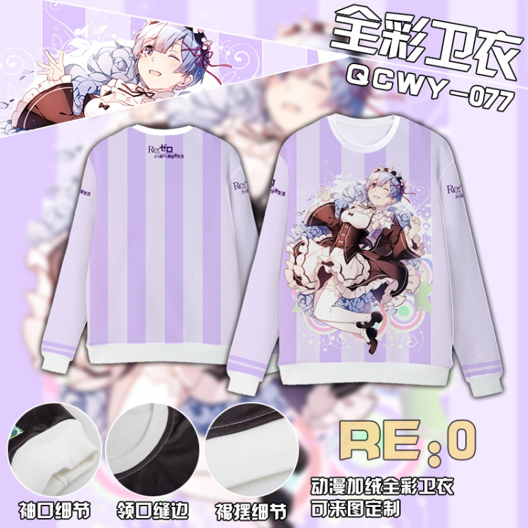 Re:Zero kara Hajimeru Isekai Seikatsu Full Color Plush sweater QCWY077 S M L XL XXL XXL