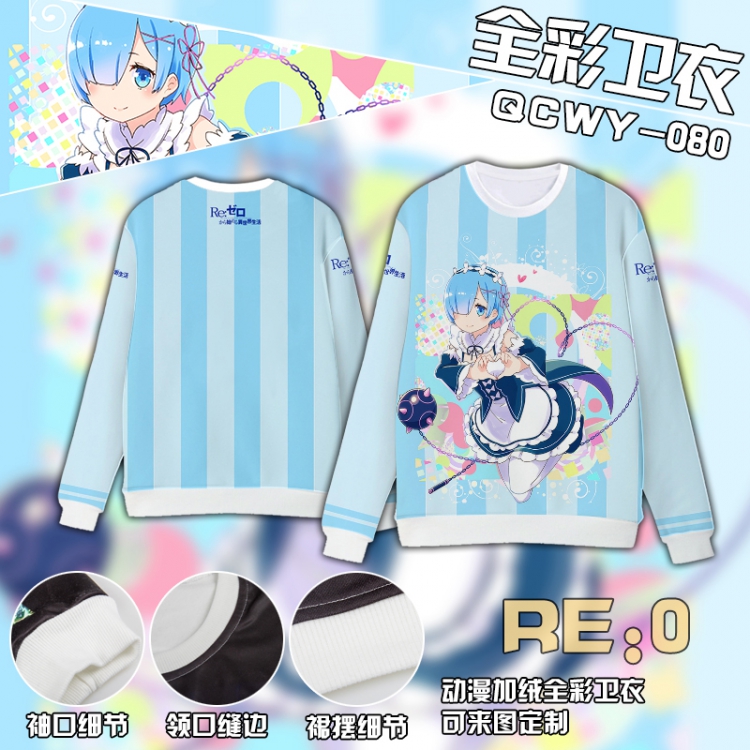 Re:Zero kara Hajimeru Isekai Seikatsu Full Color Plush sweater QCWY080 S M L XL XXL XXL