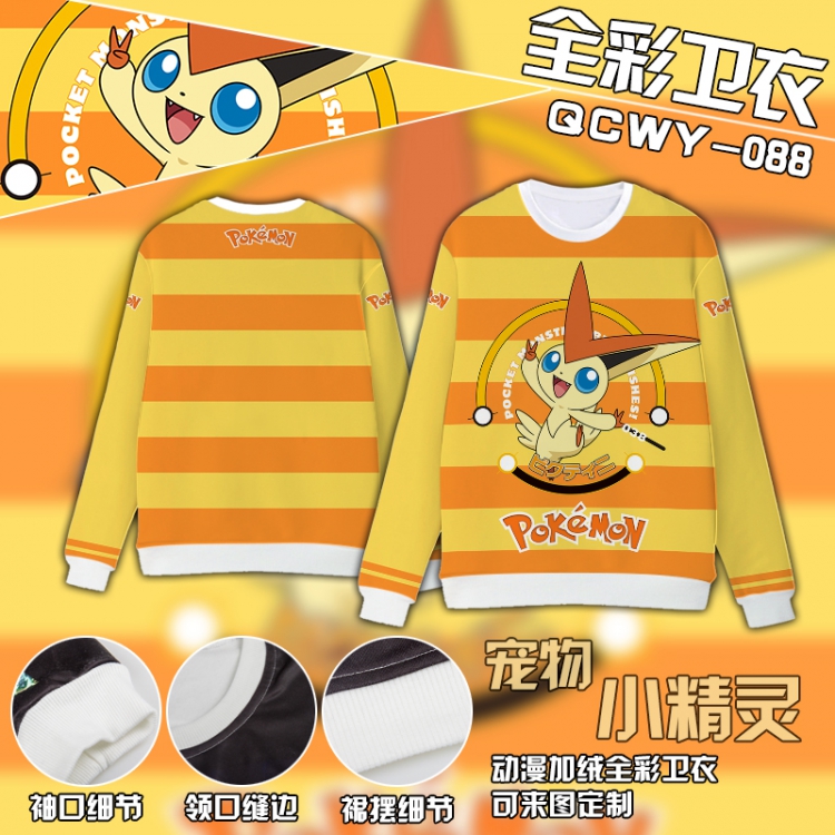 Pokemon Anime Full Color Plush sweater QCWY088 S M L XL XXL XXL
