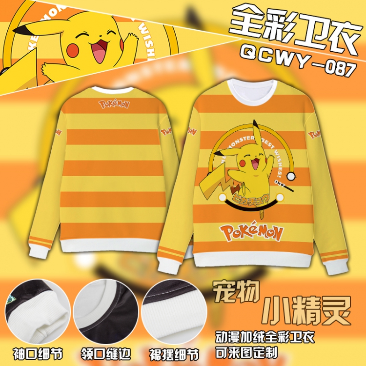 Pokemon Anime Full Color Plush sweater QCWY087 S M L XL XXL XXL