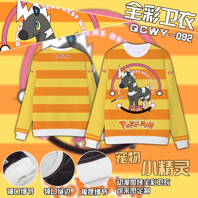 Pokemon Anime Full Color Plush sweater QCWY092 S M L XL XXL XXL