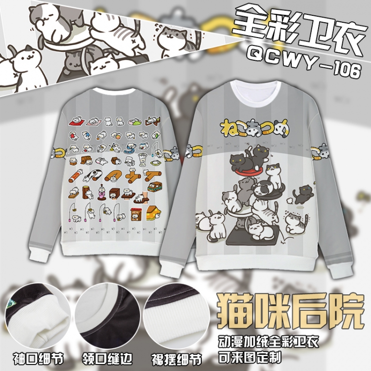 Cat backyard Anime Full Color Plush sweater QCWY106 S M L XL XXL XXL