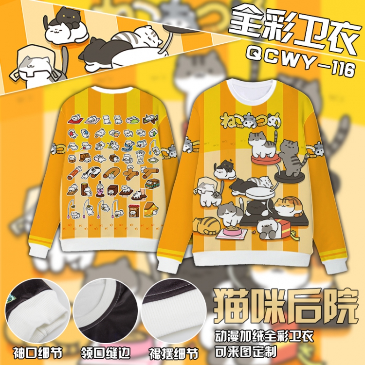 Cat backyard Anime Full Color Plush sweater QCWY116 S M L XL XXL XXL