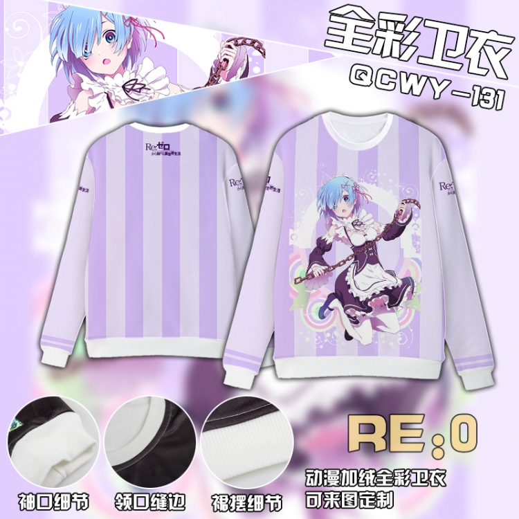 Re:Zero kara Hajimeru Isekai Seikatsu Anime Full Color Plush sweater QCWY131 S M L XL XXL XXL