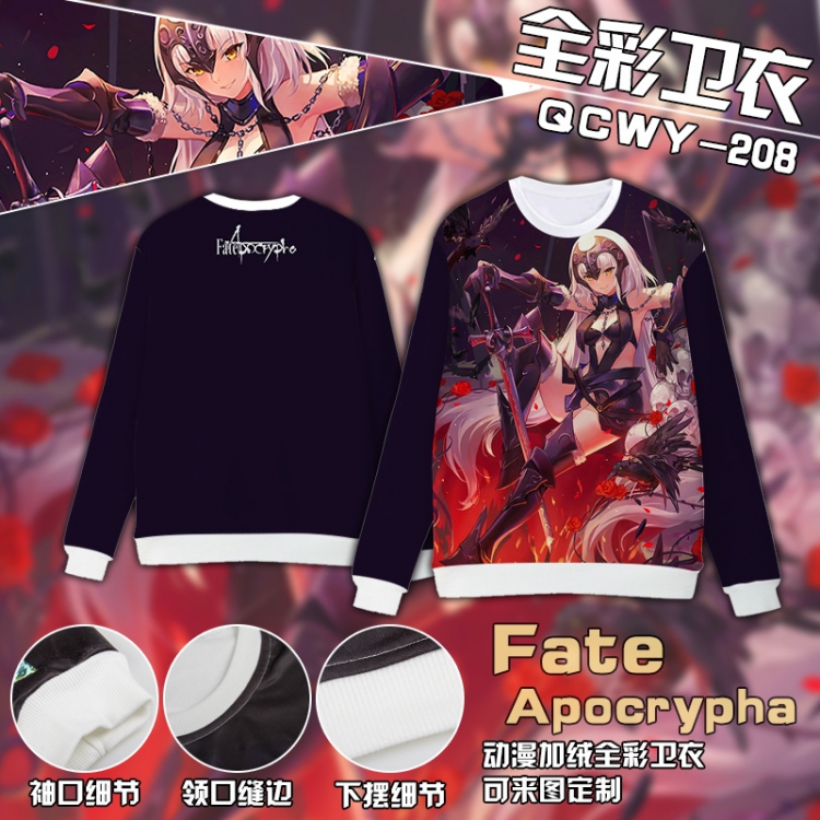 Fate Apocrypha Anime Full Color Plush sweater QCWY208 S M L XL XXL XXL