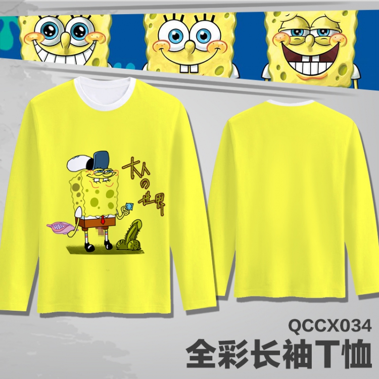 SpongeBob Anime Full Color Long sleeve t-shirt S M L XL XXL XXXL QCCX034