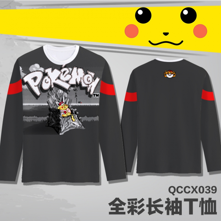 Pokemon Pikachu Anime Full Color Long sleeve t-shirt S M L XL XXL XXXL QCCX039