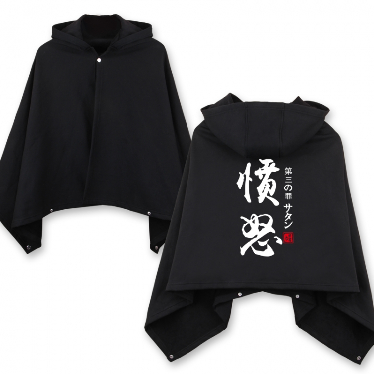The Seven Deadly Sins Cloak Serpent's Sin of Envy Black(White word)Not down the cotton Double buckle Hooded One size
